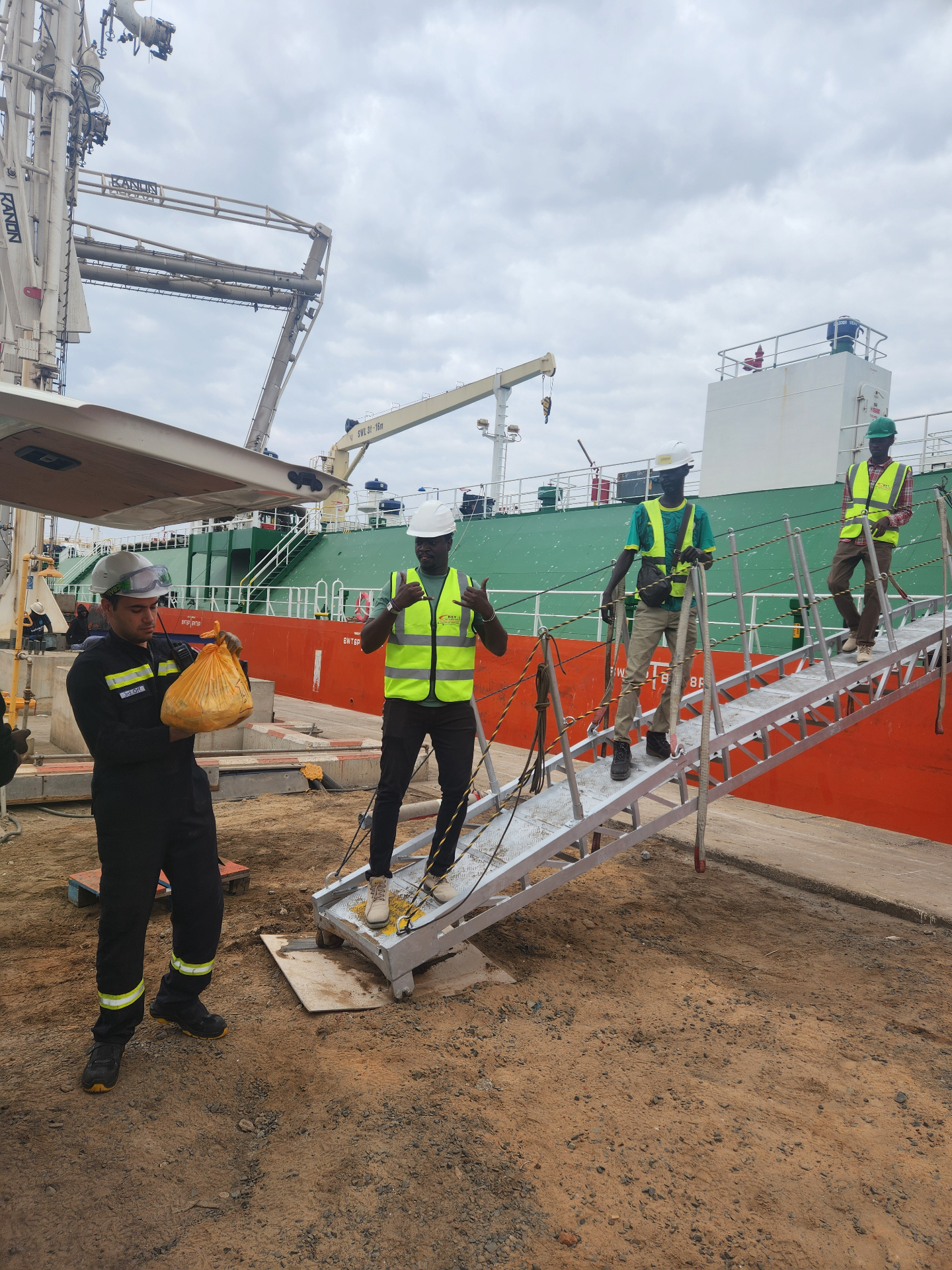 BSY offshore crew boarding a tanker in port